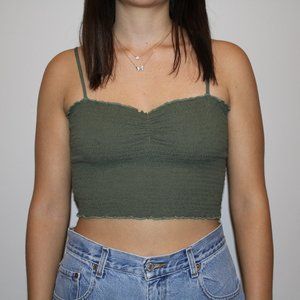Aerie strechy ultra comfy green small crop top ribbed